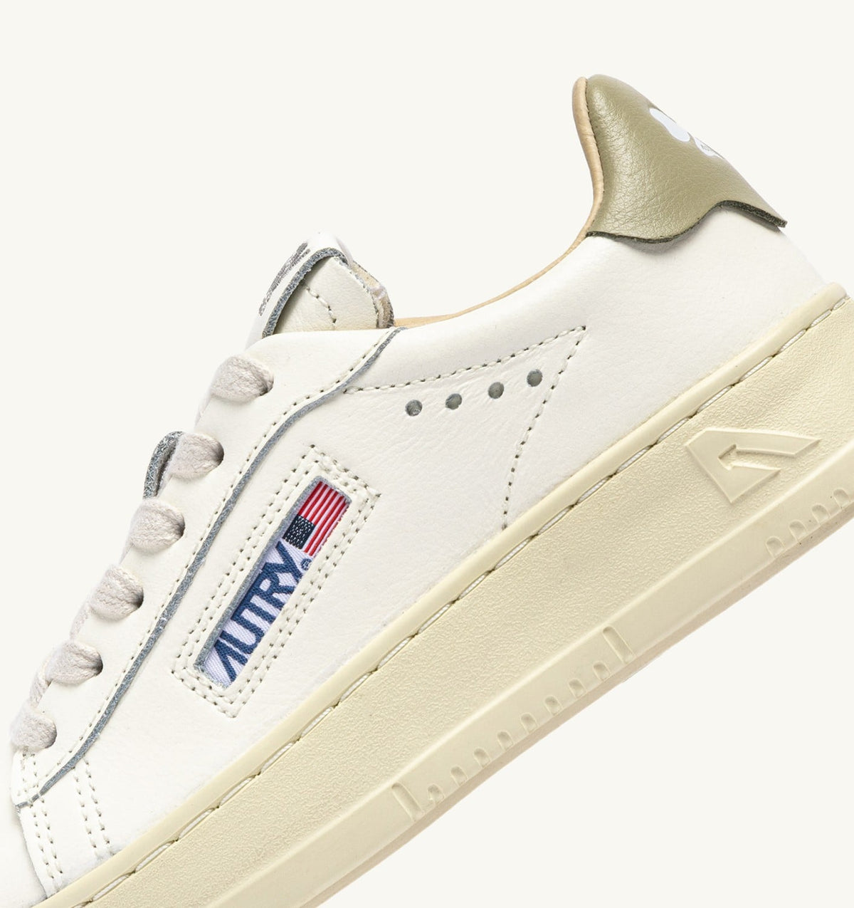 AUTRY SNEAKERS DALLAS KIDS LOW IN MARSHMALLOW AND GRAY GREEN LEATHER