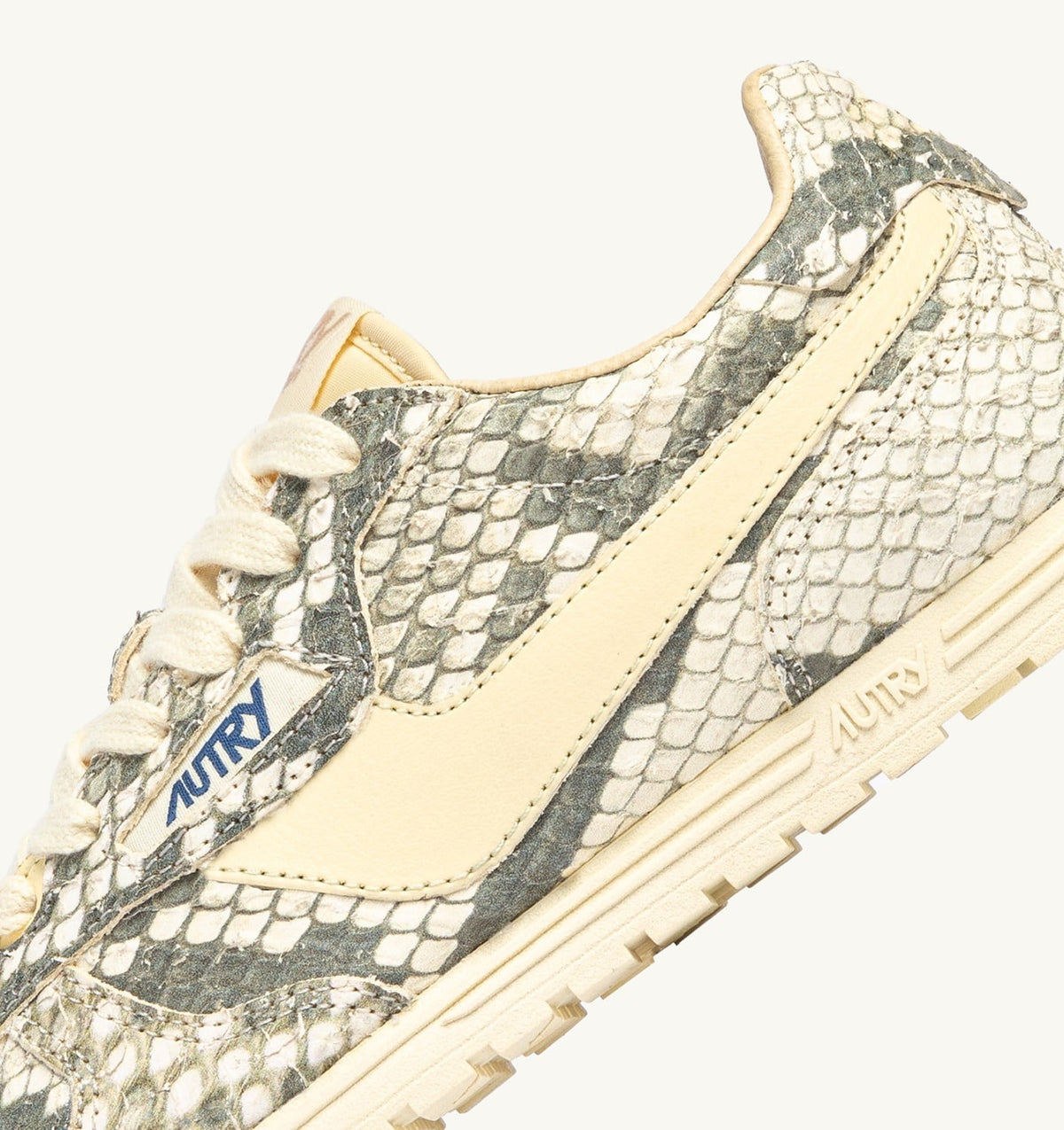AUTRY WINDSPIN SNEAKERS IN LEATHER WITH SNAKE DIAMOND PRINT COLOR ROCK AND RUTABAGA