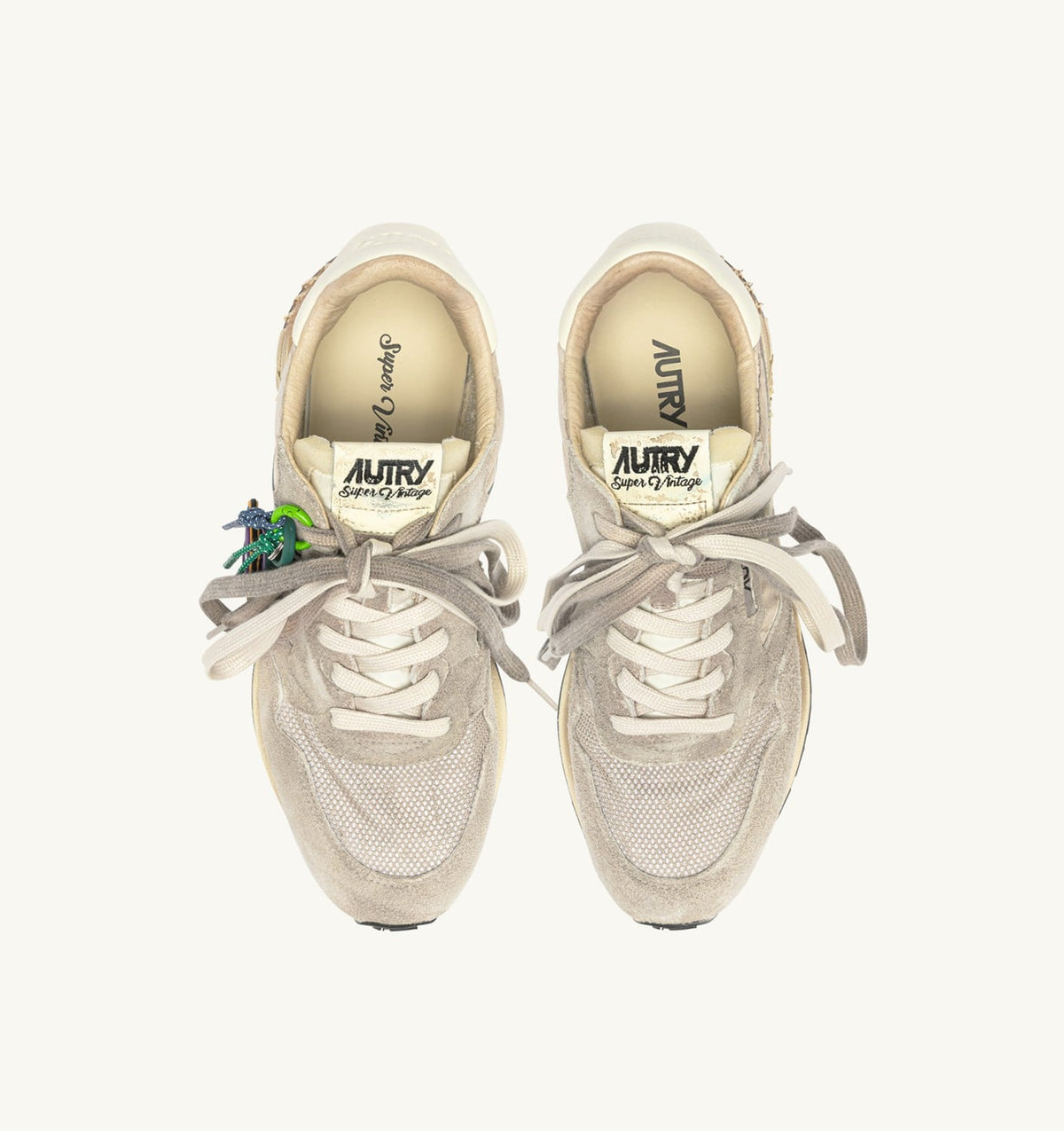 AUTRY REELWIND SUPER VINTAGE SNEAKERS IN WOODSMOKE AND WHITE SUEDE AND NYLON