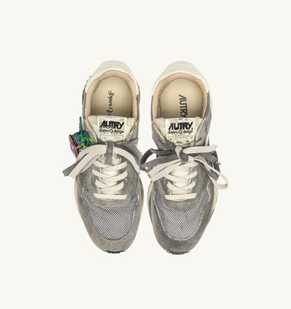 AUTRY REELWIND SUPER VINTAGE SNEAKERS IN WHITE AND BLACK SUEDE AND NYLON