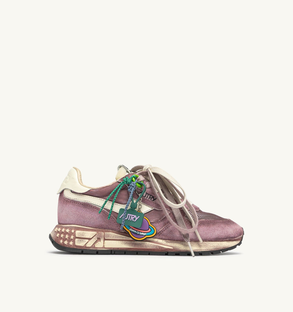 AUTRY REELWIND SUPER VINTAGE SNEAKERS IN WINDSOR WINE AND WHITE SUEDE AND NYLON