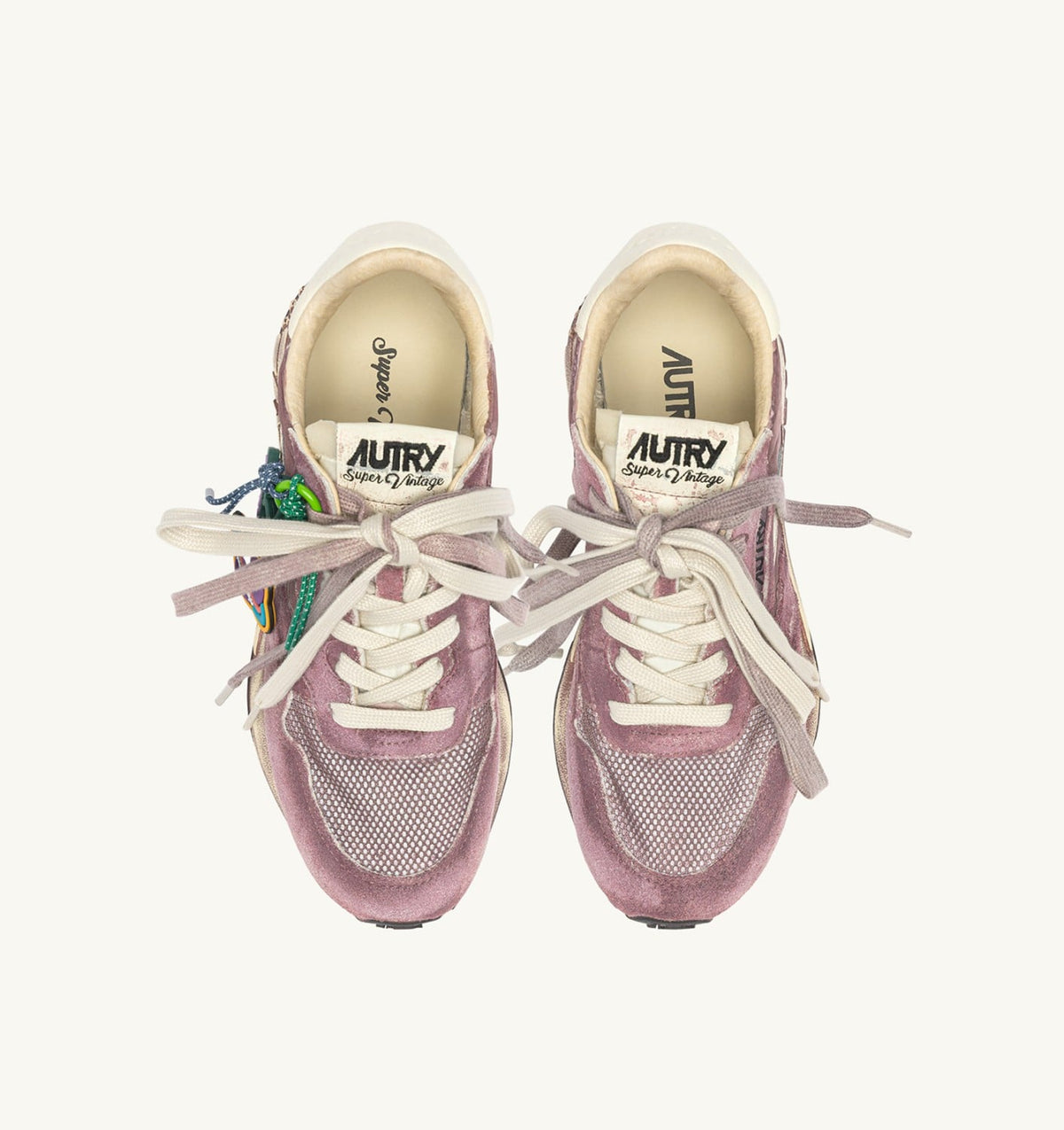 AUTRY REELWIND SUPER VINTAGE SNEAKERS IN WINDSOR WINE AND WHITE SUEDE AND NYLON