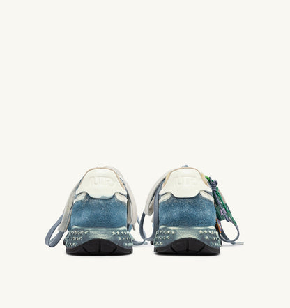 AUTRY REELWIND SUPER VINTAGE SNEAKERS IN MALLARD BLUE AND WHITE SUEDE AND NYLON
