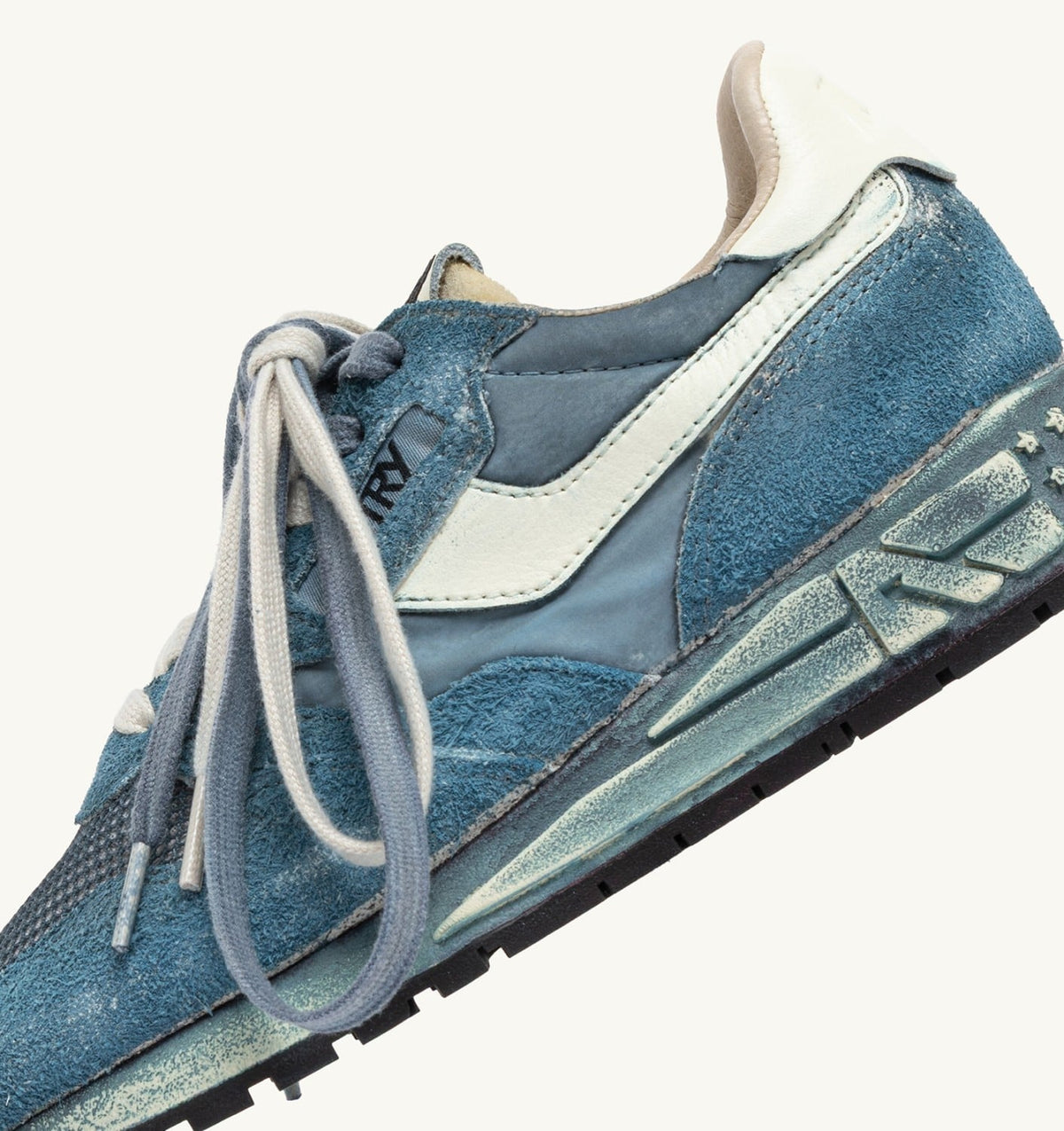 AUTRY REELWIND SUPER VINTAGE SNEAKERS IN MALLARD BLUE AND WHITE SUEDE AND NYLON