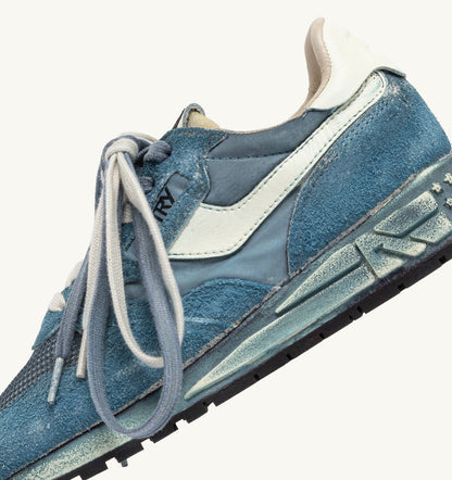 AUTRY REELWIND SUPER VINTAGE SNEAKERS IN MALLARD BLUE AND WHITE SUEDE AND NYLON