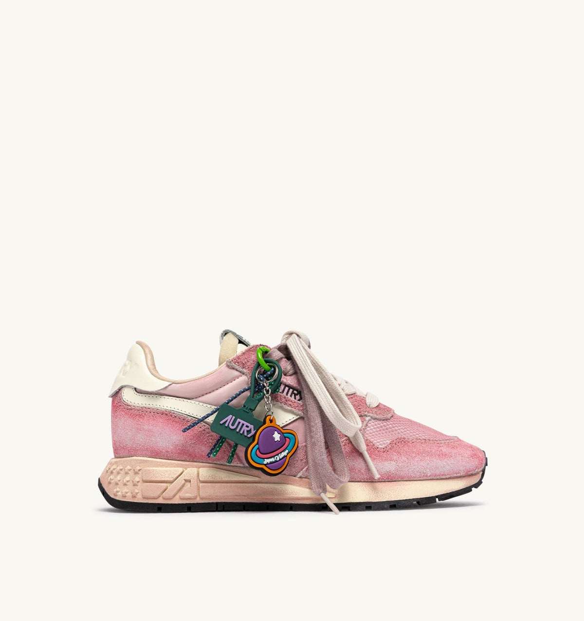 AUTRY REELWIND SUPER VINTAGE SNEAKERS IN WHITE AND PINK SUEDE AND NYLON