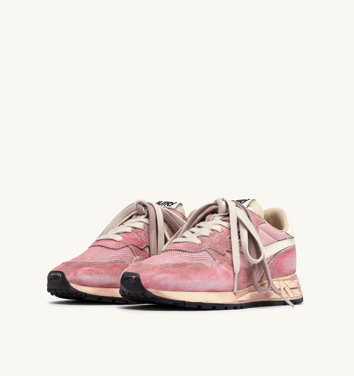 AUTRY REELWIND SUPER VINTAGE SNEAKERS IN WHITE AND PINK SUEDE AND NYLON