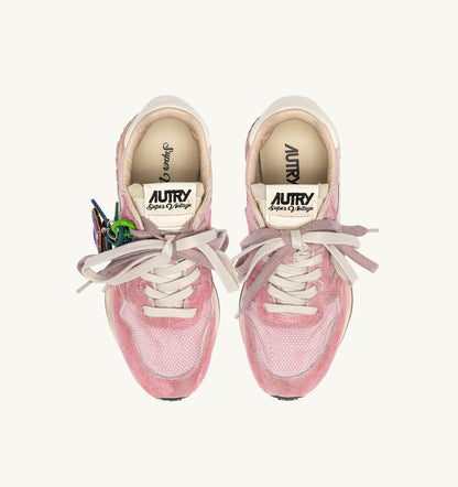 AUTRY REELWIND SUPER VINTAGE SNEAKERS IN WHITE AND PINK SUEDE AND NYLON