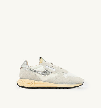 AUTRY REELWIND SUPER VINTAGE SNEAKERS IN WHITE AND SILVER SUEDE AND NYLON