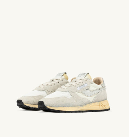 AUTRY REELWIND SUPER VINTAGE SNEAKERS IN WHITE AND SILVER SUEDE AND NYLON