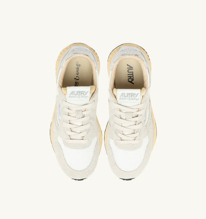 AUTRY REELWIND SUPER VINTAGE SNEAKERS IN WHITE AND SILVER SUEDE AND NYLON
