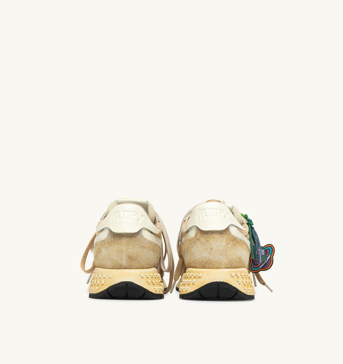 AUTRY REELWIND SUPER VINTAGE SNEAKERS IN YOLK YELLOW AND WHITE SUEDE AND NYLON