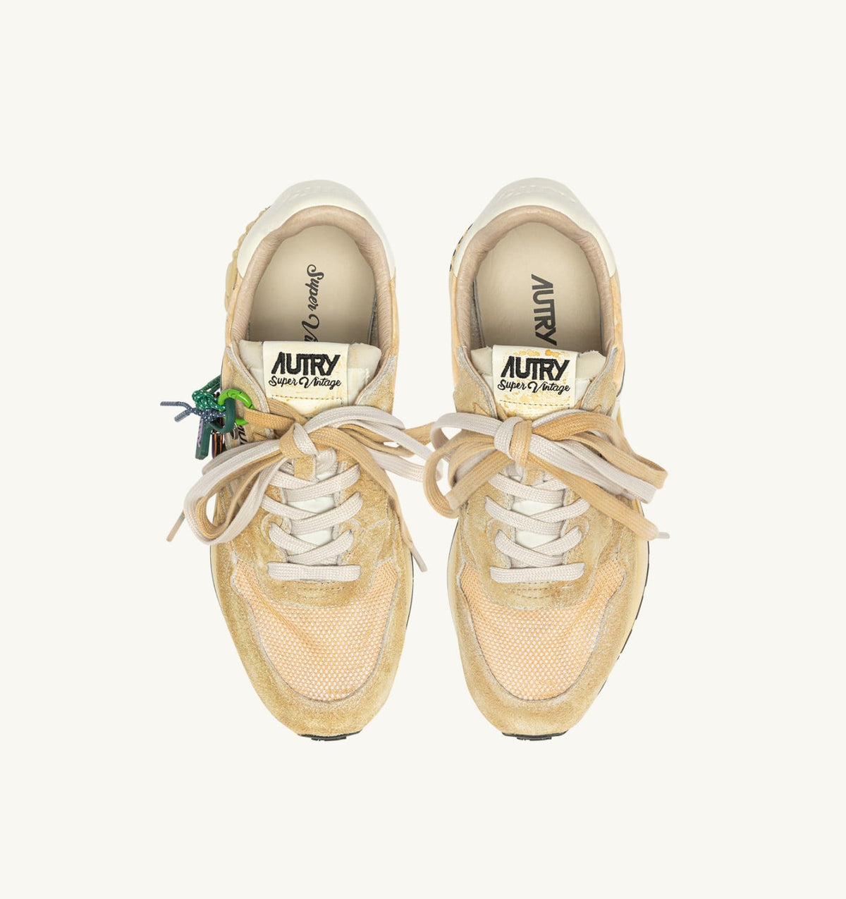 AUTRY REELWIND SUPER VINTAGE SNEAKERS IN YOLK YELLOW AND WHITE SUEDE AND NYLON