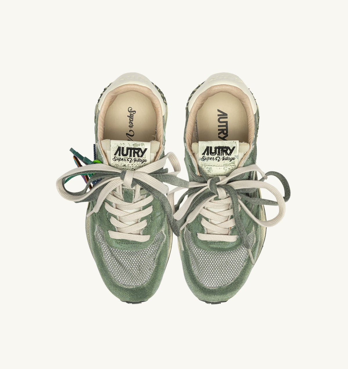 AUTRY REELWIND SUPER VINTAGE SNEAKERS IN LEPRECHAUN AND WHITE SUEDE AND NYLON