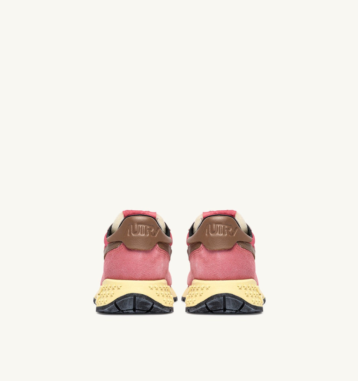AUTRY REELWIND LOW SNEAKERS IN STRAWBERRY SUGAR AND COCONUT NYLON AND SUEDE
