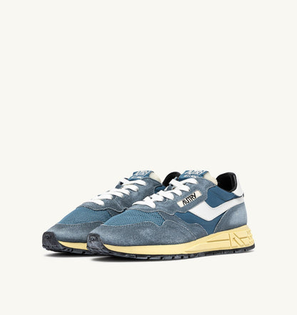AUTRY REELWIND LOW SNEAKERS IN WHITE AND SKY SUGAR NYLON AND SUEDE