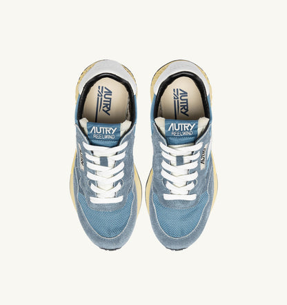 AUTRY REELWIND LOW SNEAKERS IN WHITE AND SKY SUGAR NYLON AND SUEDE