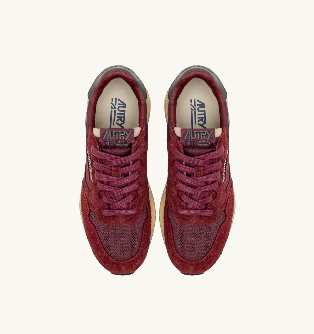 AUTRY REELWIND LOW SNEAKERS IN NYLON SUEDE AND LEATHER COLOR ROUNGE AND CORDOVAN