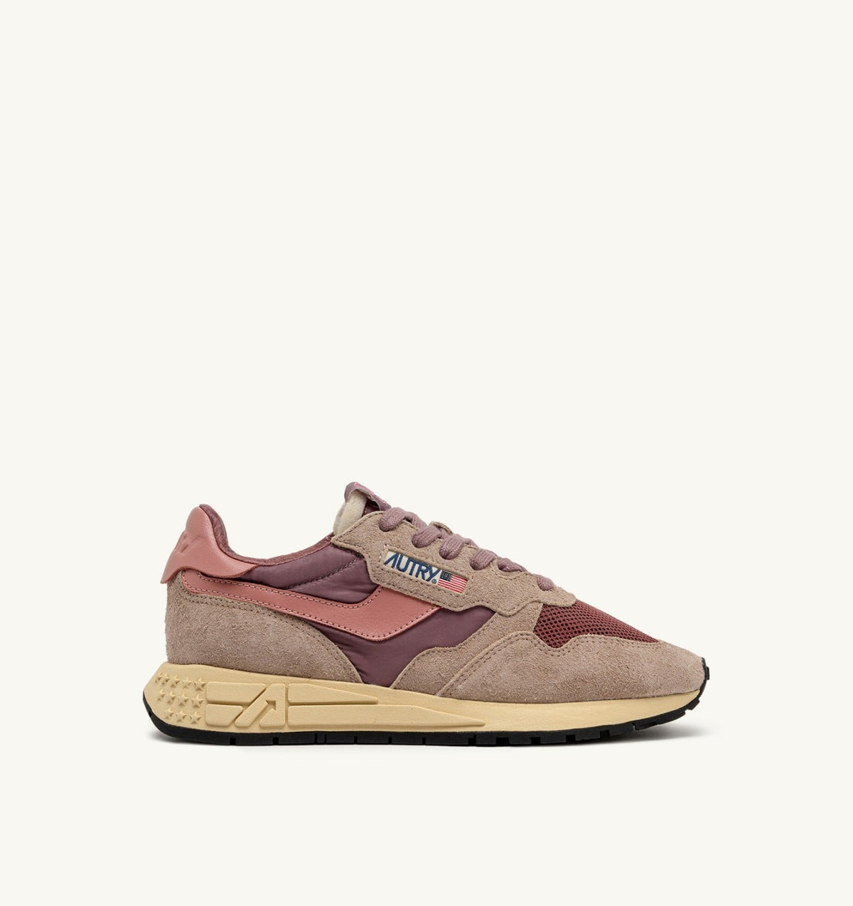 AUTRY REELWIND LOW SNEAKERS IN NYLON SUEDE AND LEATHER COLOR ROSE AND DESERT SAND