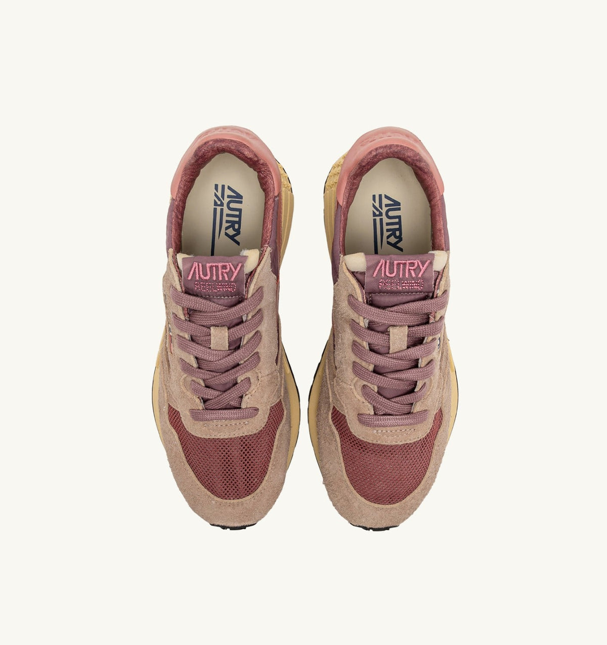 AUTRY REELWIND LOW SNEAKERS IN NYLON SUEDE AND LEATHER COLOR ROSE AND DESERT SAND