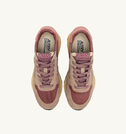 AUTRY REELWIND LOW SNEAKERS IN NYLON SUEDE AND LEATHER COLOR ROSE AND DESERT SAND