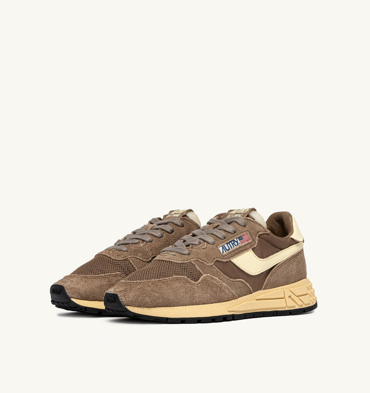 AUTRY REELWIND LOW SNEAKERS IN CROC AND RUTABAGA NYLON AND SUEDE