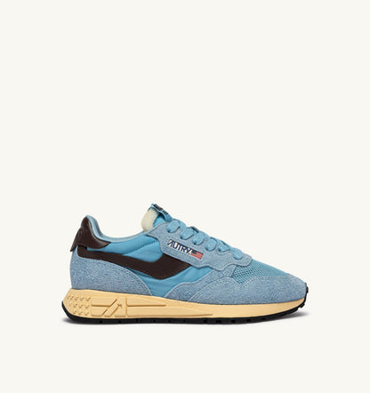 AUTRY REELWIND LOW SNEAKERS IN FORGET ME NOT AND BRACKEN NYLON AND SUEDE