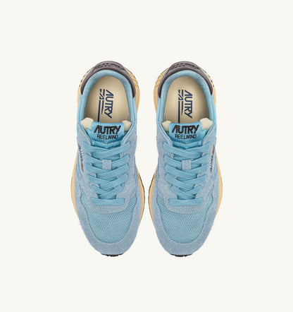 AUTRY REELWIND LOW SNEAKERS IN FORGET ME NOT AND BRACKEN NYLON AND SUEDE