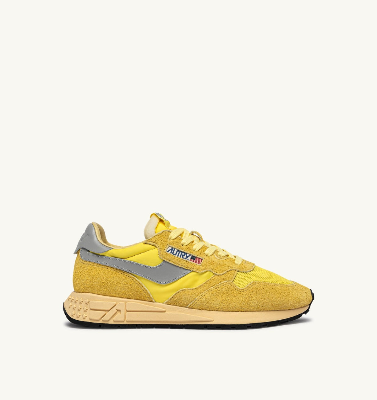 AUTRY REELWIND LOW SNEAKERS IN POPCORN AND VAPOR NYLON AND SUEDE