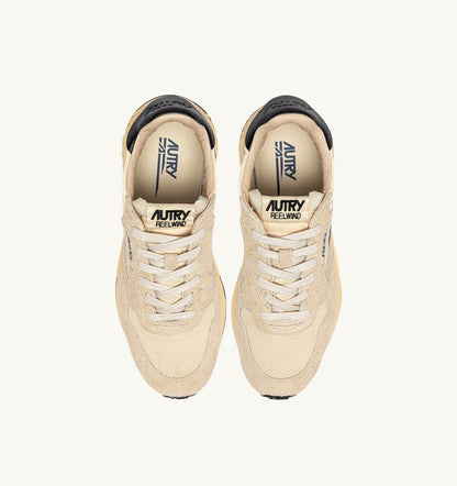 AUTRY REELWIND LOW SNEAKERS IN ECRU AND BLACK NYLON AND SUEDE