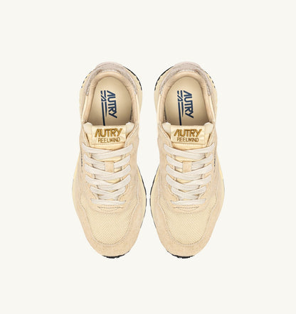 AUTRY REELWIND LOW SNEAKERS IN ECRU AND PLATINUM NYLON AND SUEDE