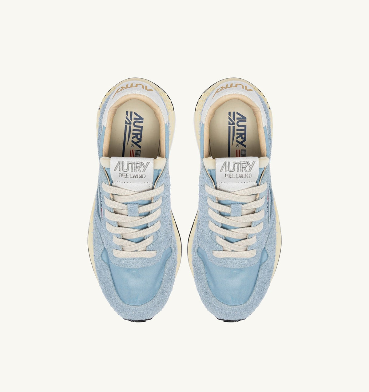 AUTRY REELWIND LOW SNEAKERS IN CELESTIAL BLUE NYLON AND SUEDE