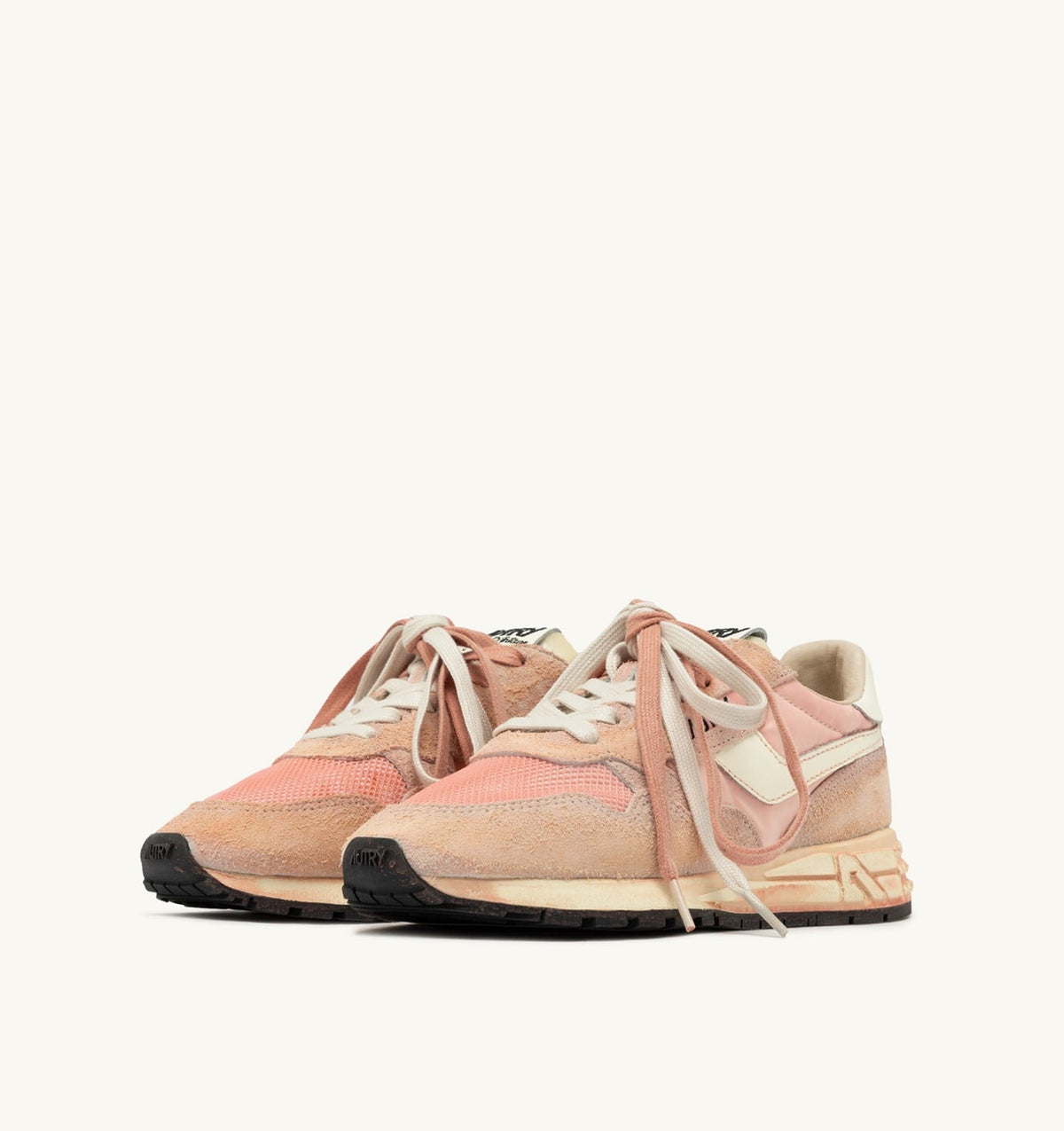 AUTRY REELWIND SUPER VINTAGE SNEAKERS IN WHITE AND PINK SUEDE AND NYLON