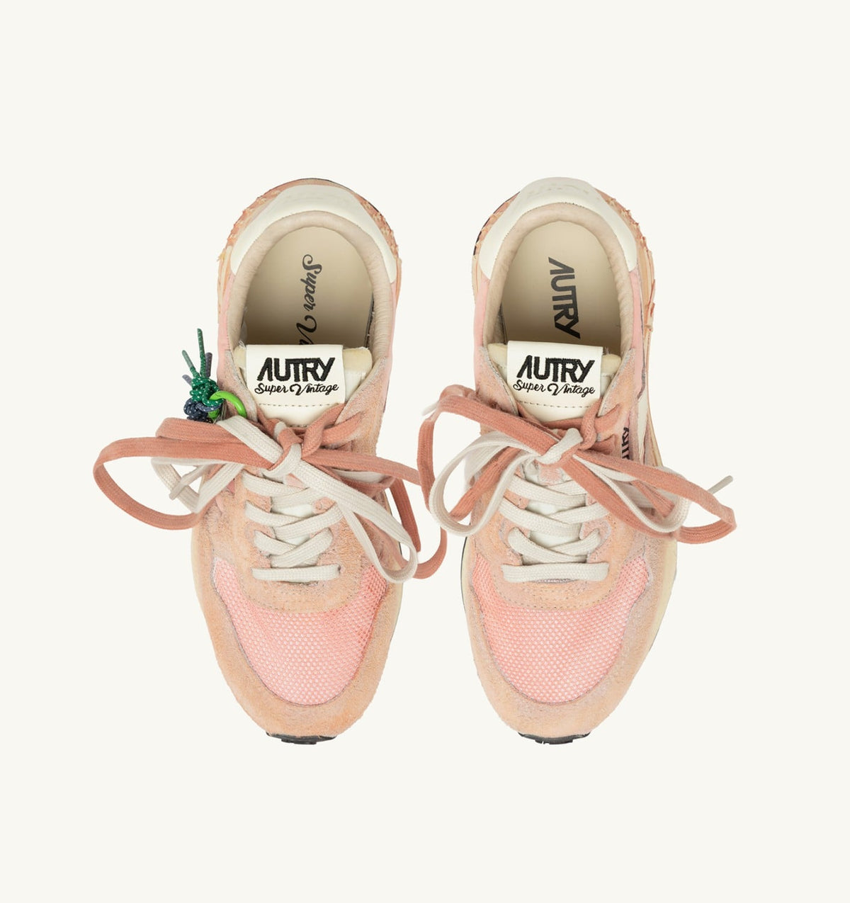 AUTRY REELWIND SUPER VINTAGE SNEAKERS IN WHITE AND PINK SUEDE AND NYLON