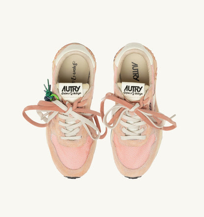 AUTRY REELWIND SUPER VINTAGE SNEAKERS IN WHITE AND PINK SUEDE AND NYLON