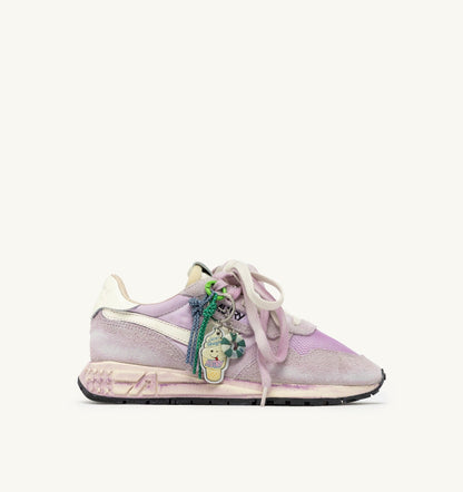AUTRY REELWIND SUPER VINTAGE SNEAKERS IN WHITE AND LILAC SUEDE AND NYLON