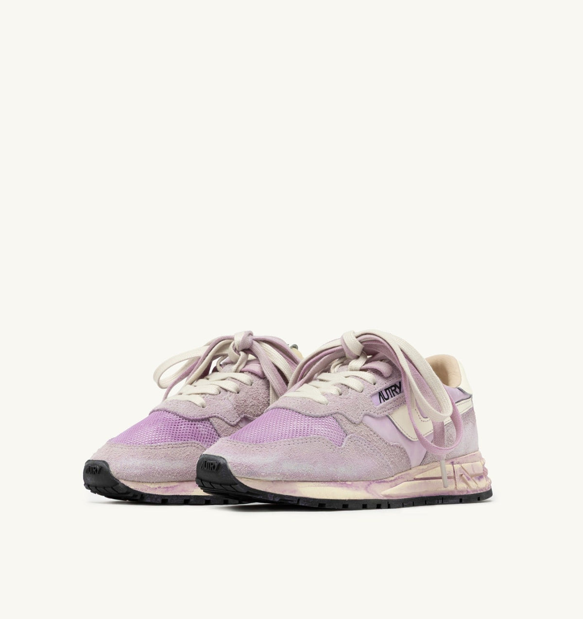 AUTRY REELWIND SUPER VINTAGE SNEAKERS IN WHITE AND LILAC SUEDE AND NYLON