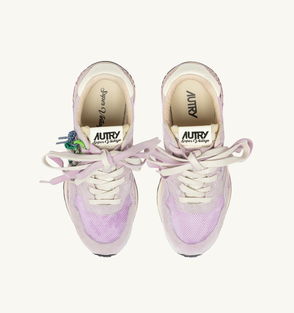 AUTRY REELWIND SUPER VINTAGE SNEAKERS IN WHITE AND LILAC SUEDE AND NYLON