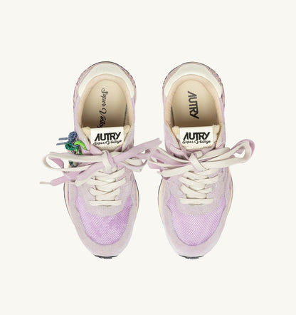 AUTRY REELWIND SUPER VINTAGE SNEAKERS IN WHITE AND LILAC SUEDE AND NYLON