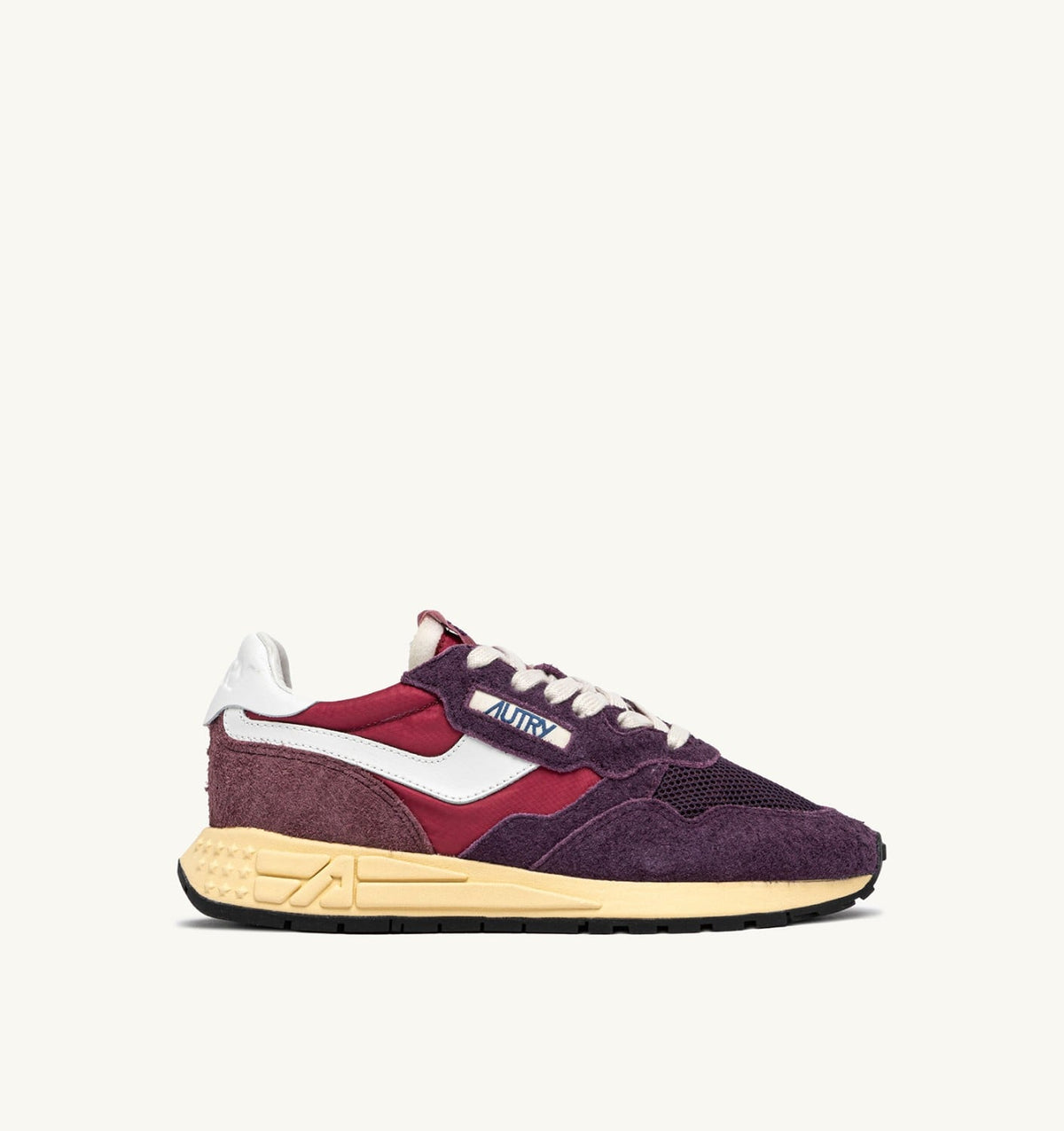 AUTRY REELWIND LOW SNEAKERS IN AMARONE AND PLUM NYLON AND SUEDE