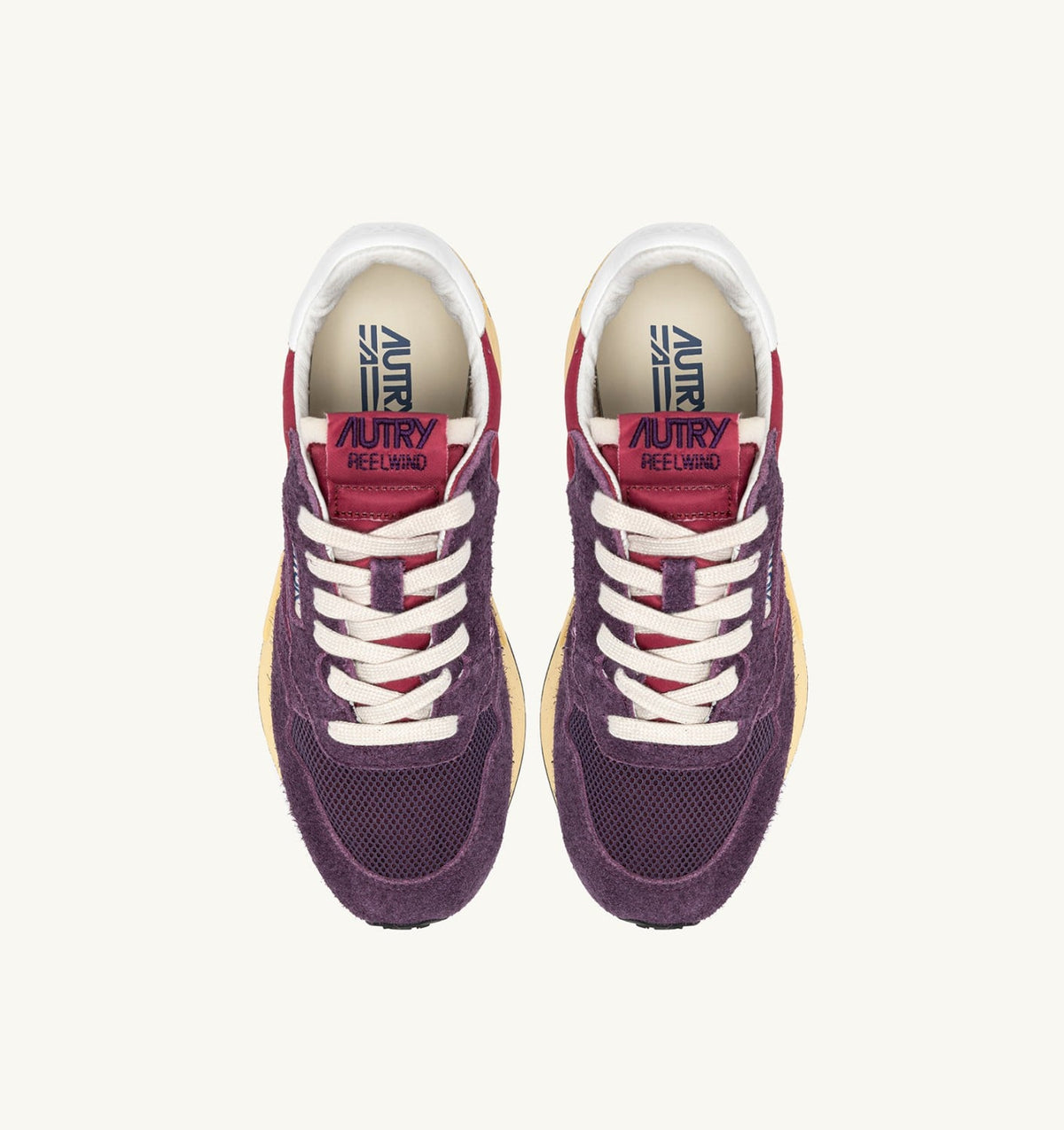AUTRY REELWIND LOW SNEAKERS IN AMARONE AND PLUM NYLON AND SUEDE