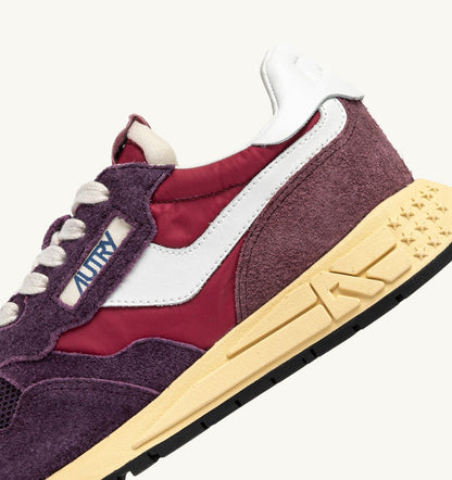 AUTRY REELWIND LOW SNEAKERS IN AMARONE AND PLUM NYLON AND SUEDE