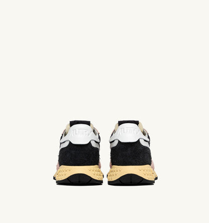 AUTRY REELWIND LOW SNEAKERS IN BLACK AND ROSA NYLON AND SUEDE