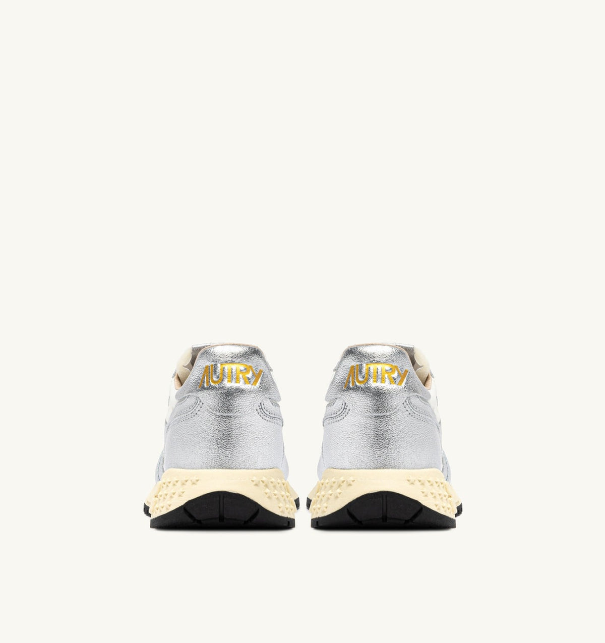AUTRY REELWIND SNEAKERS IN SILVER-TONE NYLON AND METALIZED LEATHER