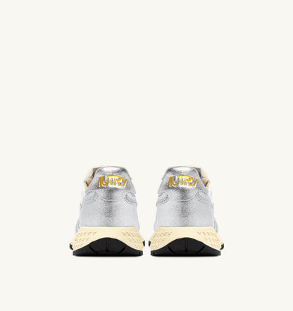 AUTRY REELWIND SNEAKERS IN SILVER-TONE NYLON AND METALIZED LEATHER
