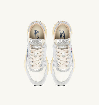 AUTRY REELWIND SNEAKERS IN SILVER-TONE NYLON AND METALIZED LEATHER