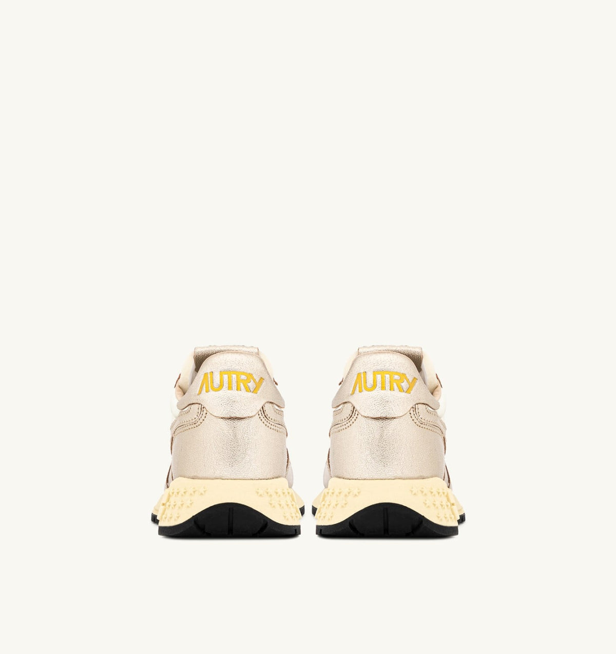 AUTRY REELWIND SNEAKERS IN GOLD- TONE NYLON AND METALIZED LEATHER