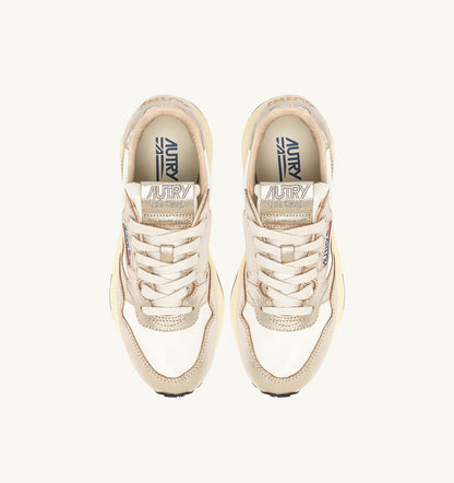 AUTRY REELWIND SNEAKERS IN GOLD- TONE NYLON AND METALIZED LEATHER