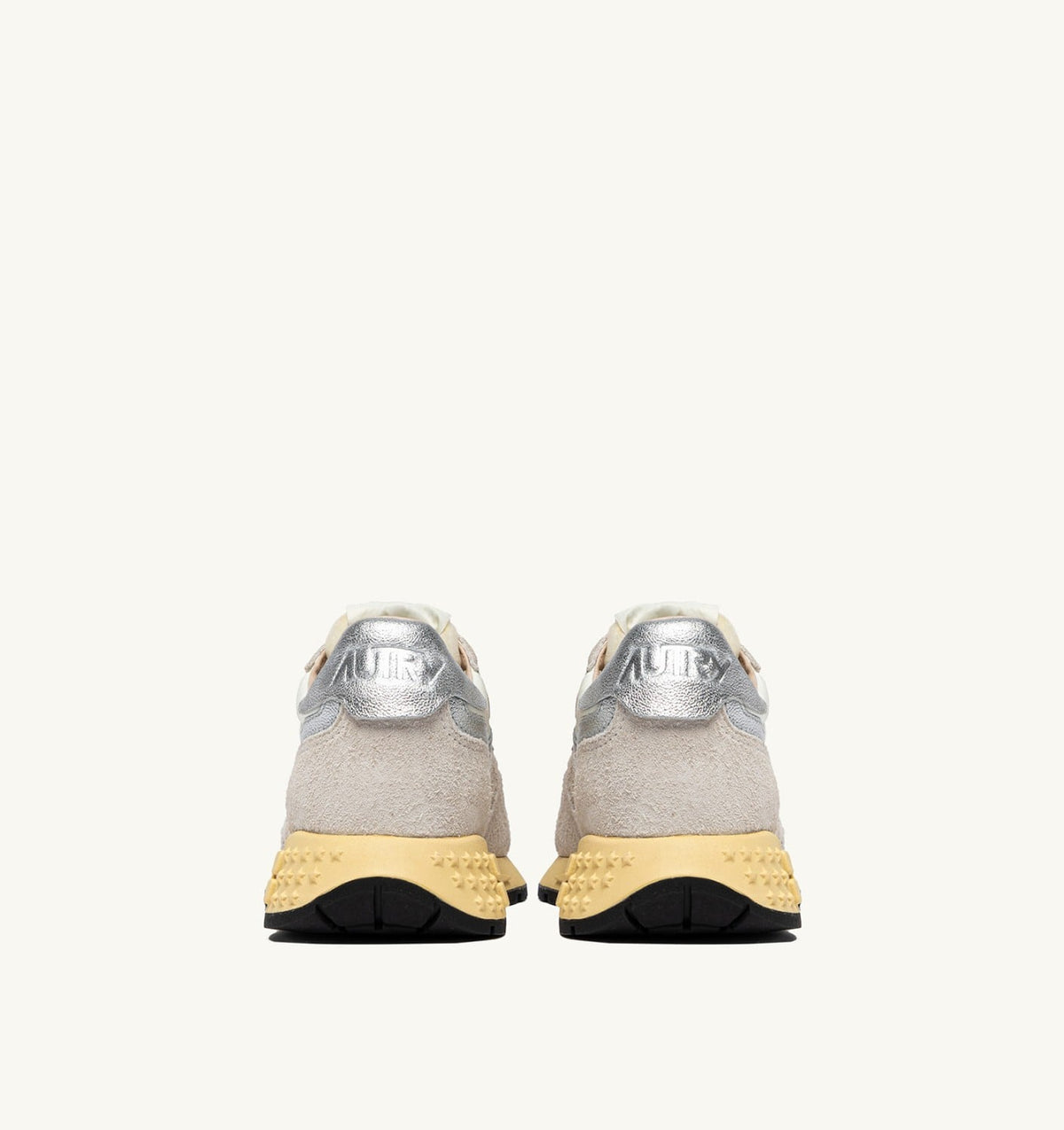AUTRY REELWIND SNEAKERS IN WHITE AND SILVER NYLON AND SUEDE