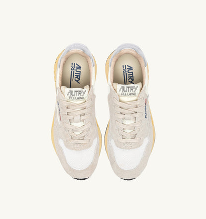AUTRY REELWIND SNEAKERS IN WHITE AND SILVER NYLON AND SUEDE